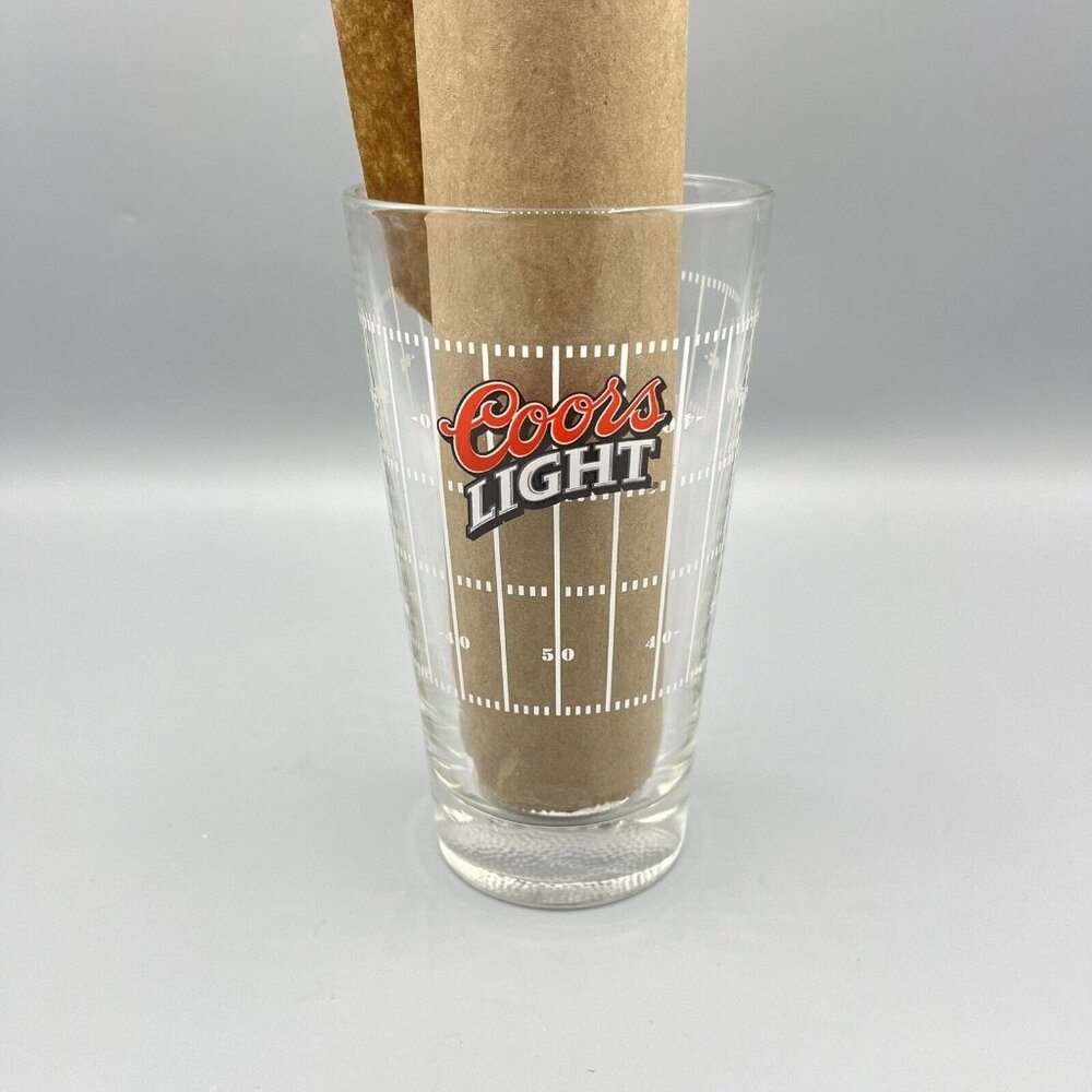 Coors Light Football Field Pint 16 Oz. Beer Glass Football Impression in Base